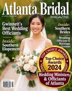 Reverend Thomas Johnson stars as the Officiant on the Netflix Hit T.V. Show "Love is Blind." He is available to perform your perfect Atlanta Georgia Wedding Ceremony. We are also the preferred Elopement Officiants for Atlanta Bridal Magazine. Please allow Our Ga. Elopement Mobile Officiants to Perform Your Ceremony Even on Weekends. Officiating Metro Atlanta Marriages for Over 45 Years. We can sign your Marriage License Same-Day Short-Notice 7 Days per week. Receive a Free Quote, View Our Gwinnett Elopement Office, Located Adjacent Gwinnett County Courthouse. Our Officiants are Ordained, Government Licensed, and Board-Certified to Handle a Wide Range of Wedding Wishes. Veteran-Owned and 25% Discount to all Active Duty Military. Best Wedding Ministers Top Rated #1 by Atlanta Bridal Magazine