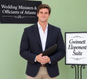 Reverend Thomas Johnson stars as the Officiant on the Netflix Hit T.V. Show "Love is Blind." He is available to perform your perfect Atlanta Georgia Wedding Ceremony. We are also the preferred Elopement Officiants for Atlanta Bridal Magazine. Please allow Our Ga. Elopement Mobile Officiants to Perform Your Ceremony Even on Weekends. Officiating Metro Atlanta Marriages for Over 45 Years. We can sign your Marriage License Same-Day Short-Notice 7 Days per week. Receive a Free Quote, View Our Gwinnett Elopement Office, Located Adjacent Gwinnett County Courthouse. Our Officiants are Ordained, Government Licensed, and Board-Certified to Handle a Wide Range of Wedding Wishes. Veteran-Owned and 25% Discount to all Active Duty Military. Best Wedding Ministers Top Rated #1 by Atlanta Bridal Magazine
